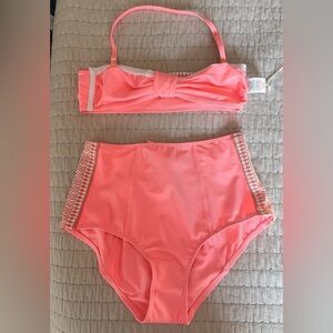 Lemlem Lena Coral High-Waist Bottom and Lena Bandeau Size‎ XS NWT